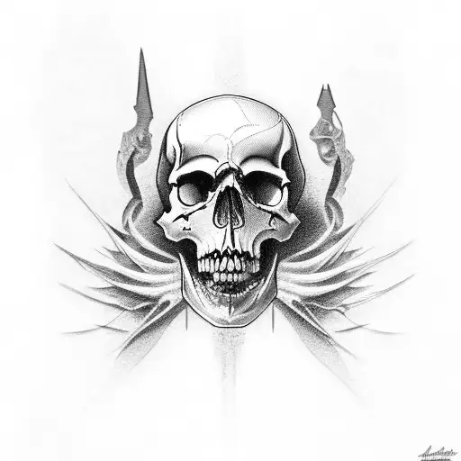 western skull tattoo design idea