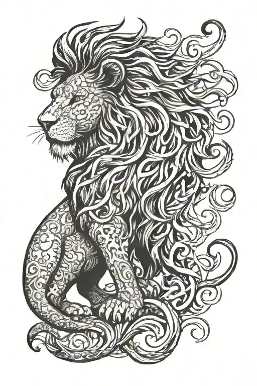 lion sin of pride tattoo design idea