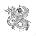 dragon with roses tattoo design idea