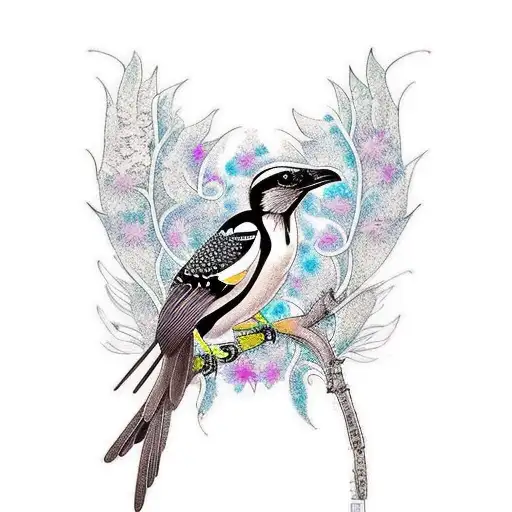 a magpie which its wings are color palettes tattoo design idea