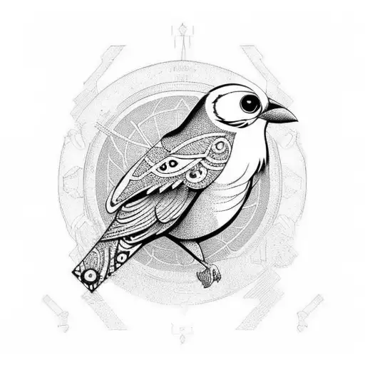 steampunk bird tattoo design idea