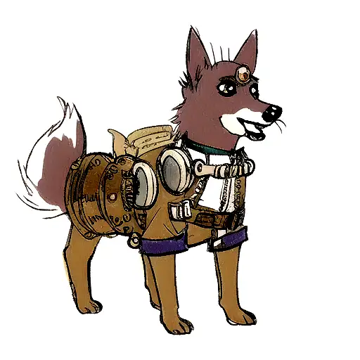 steampunk dog tattoo design idea