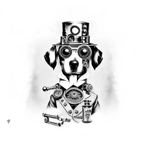 steampunk dog tattoo design idea