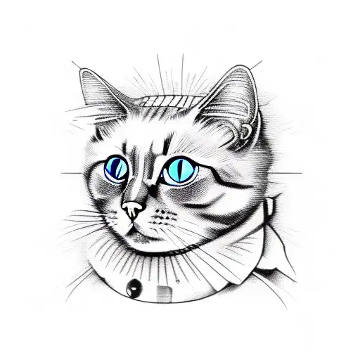 steampunk cat tattoo design idea