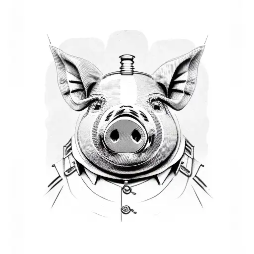 steampunk pig tattoo design idea