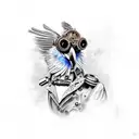 steampunk bird tattoo design idea