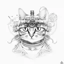 steampunk cat tattoo design idea
