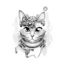 steampunk cat tattoo design idea