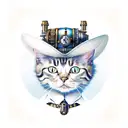 steampunk cat tattoo design idea