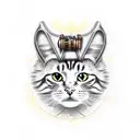 steampunk cat tattoo design idea