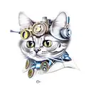 steampunk cat tattoo design idea