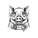 steampunk pig tattoo design idea