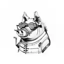 steampunk pig tattoo design idea