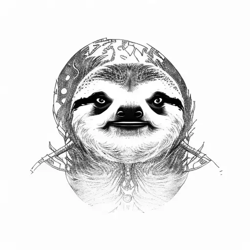 sloth with infinite number 8 tattoo design idea