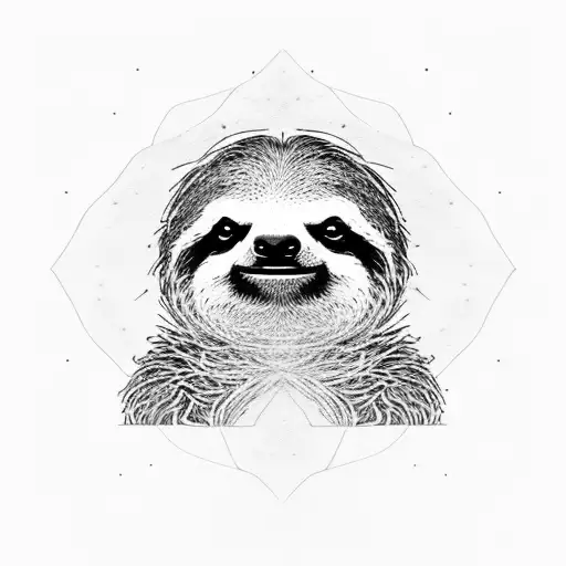 sloth with infilite number 8 tattoo design idea