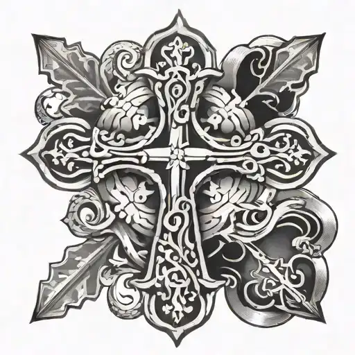 cross of santiago mixed with serbian symbol tattoo design idea