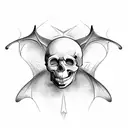 skull and bats tattoo design idea