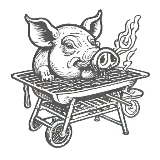 pig on a bbq grilling tattoo design idea