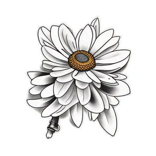 magnolia daisy camera grape leaves tattoo design idea