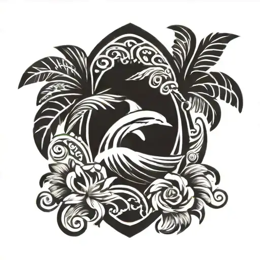 hawaiian surf style tattoo design idea