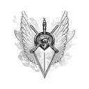 Human heart with engine pistons and wings coming out on both sides and Names Cloé and Alex  tattoo design idea