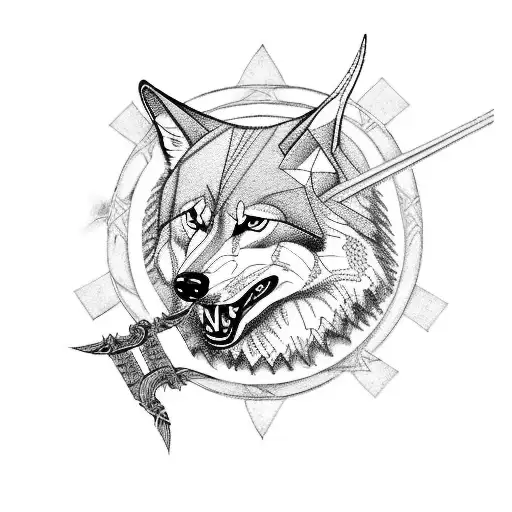 guitar, wolf, iron cross, Christian cross, dragon  tattoo design idea
