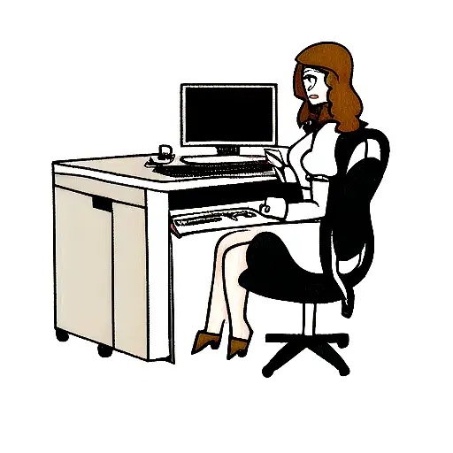 lady working in computer for the dollars tattoo design idea