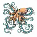 blue ring octopus tentacles tattoo design idea