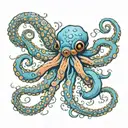 blue ring octopus tentacles tattoo design idea