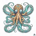 blue ring octopus tentacles tattoo design idea