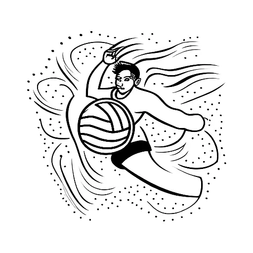 Volleyball player diving for a save tattoo design idea