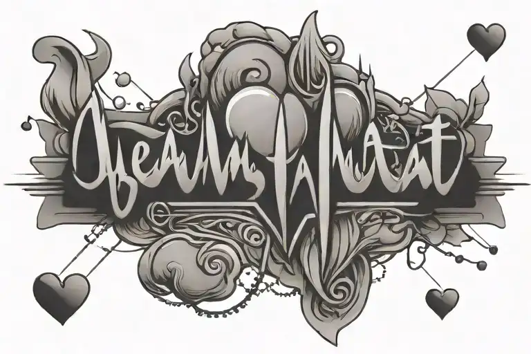 Heartbeat line that includes the names Aleks, Jessalyn, Trevor, Collin, and Martin. tattoo design idea