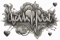 Heartbeat line that includes the names Aleks, Jessalyn, Trevor, Collin, and Martin. tattoo design idea