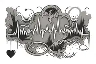 Heartbeat line that includes the names Aleks, Jessalyn, Trevor, Collin, and Martin. tattoo design idea