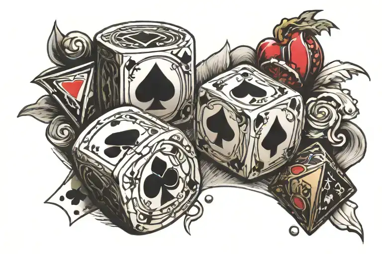 Craps, Blackjack, Poker Family (G,M,E,L,K) tattoo design idea