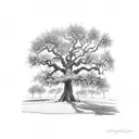 huge oak tree tattoo design idea