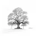 huge oak tree tattoo design idea