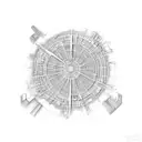 A stylized map combining the city skylines of New Orleans, Dallas, and Oklahoma, with a football at the center tattoo design idea