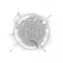 A stylized map combining the city skylines of New Orleans, Dallas, and Oklahoma, with a football at the center tattoo design idea