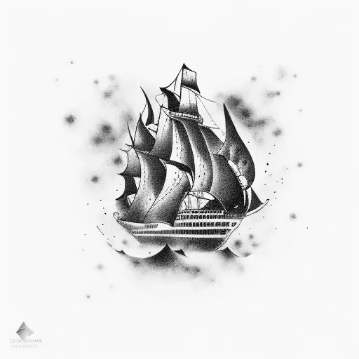 burning ship in the ater tattoo design idea