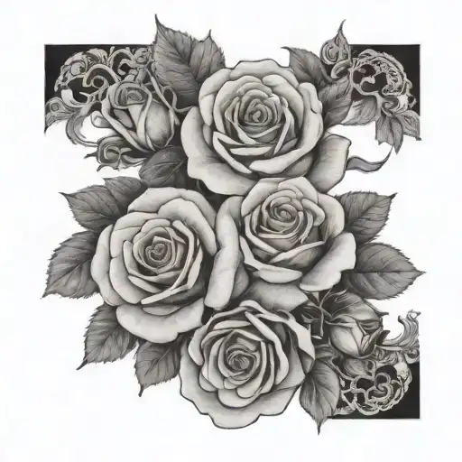 4 roses with the stems as Logan,Tristan,Hunter and Carter  tattoo design idea
