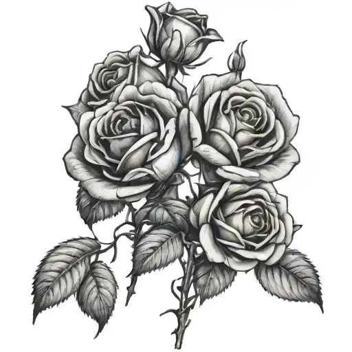 4 roses with the stems as Logan,Tristan,Hunter and Carter  tattoo design idea