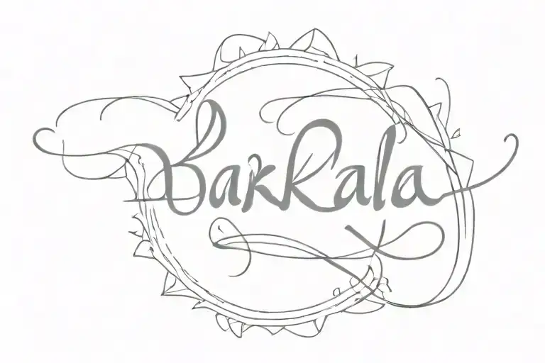 script text of the word bakla with philippine sun tattoo design idea