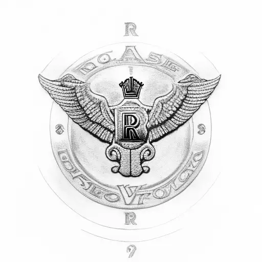 rolls Royce logo with 2 letters of my name H and C tattoo design idea