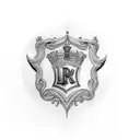 logo of rolls Royce but with 2 letters H and C  tattoo design idea