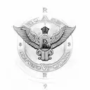 rolls Royce logo with 2 letters of my name H and C tattoo design idea