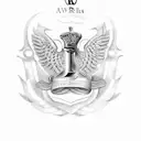 rolls Royce logo with 2 letters of my name H and C tattoo design idea