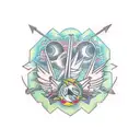 twin columns gemini tattoo design idea