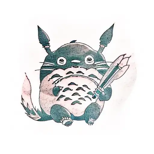 Develop a tattoo design in the Asian style that captures the essence and endearment of Studio Ghibli's character, Totoro tattoo design idea