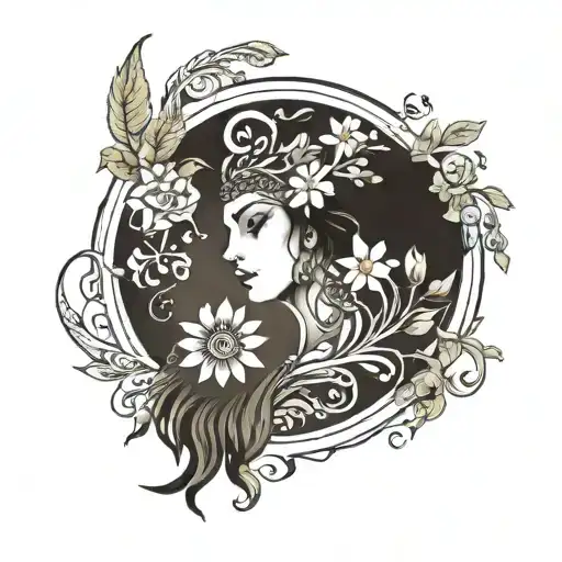 auxo goddess of growth strength family spirituality tattoo design idea